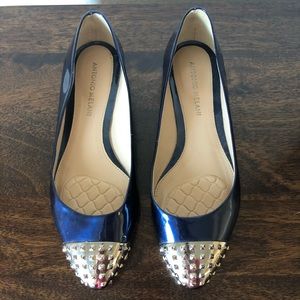 Antonio Melani blue flats with studded toe